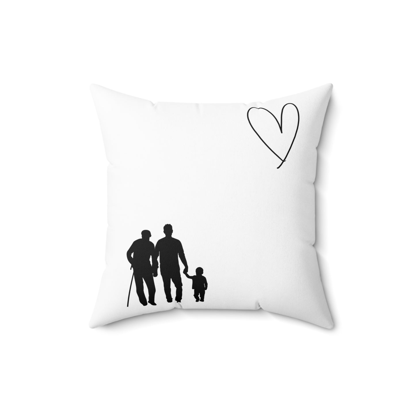 Family Love Spun Polyester Square Pillow - Heart Design