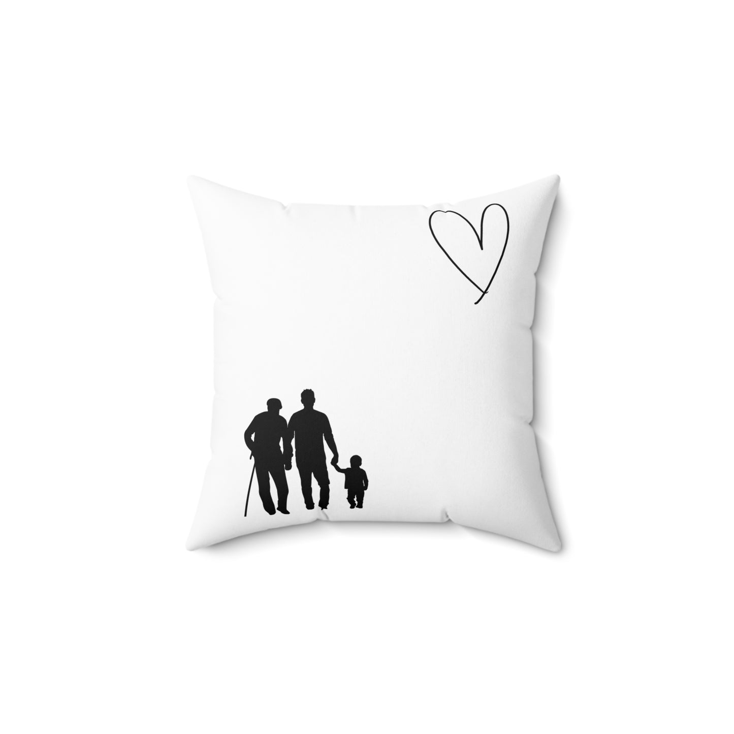 Family Love Spun Polyester Square Pillow - Heart Design